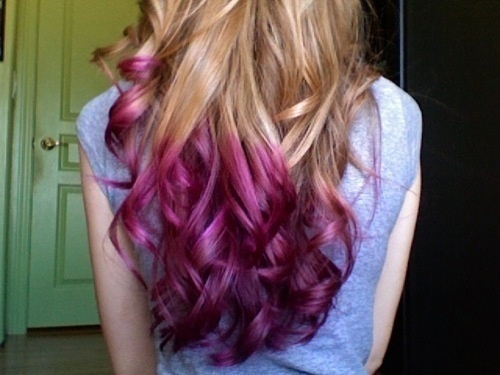 Dark Brown Hair Dip Dyed Purple Hair Color Highlighting
