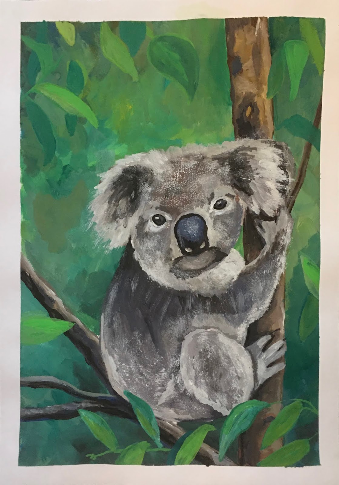 Art Room Britt: Koala Bear in Eucalyptus Forest in Gouache