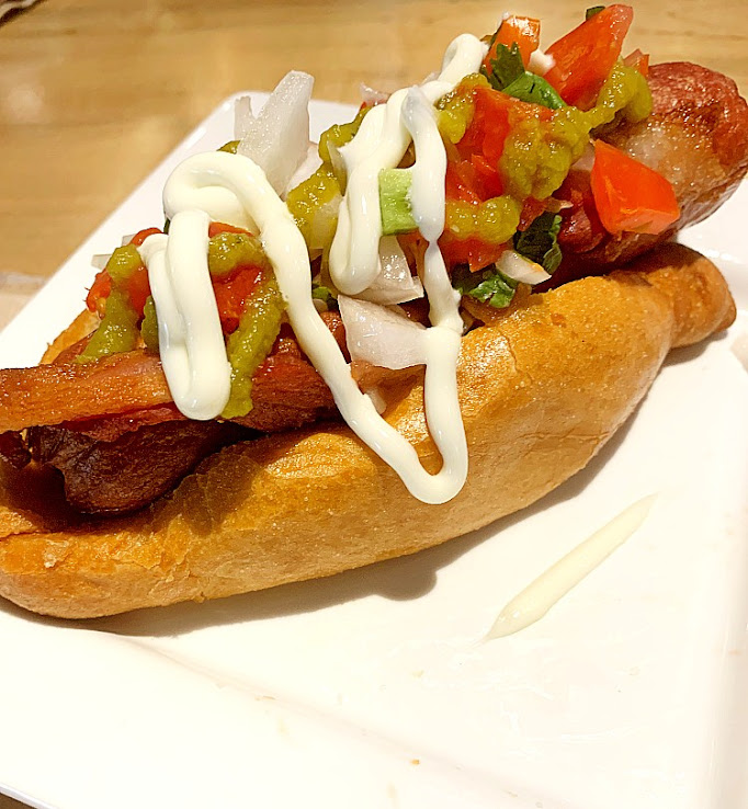Sonoran Hot Dog on white plate
