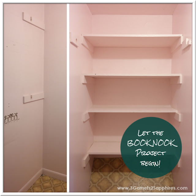 DIY Closet Book Nook Project  |  www.3Garnets2Sapphires.com