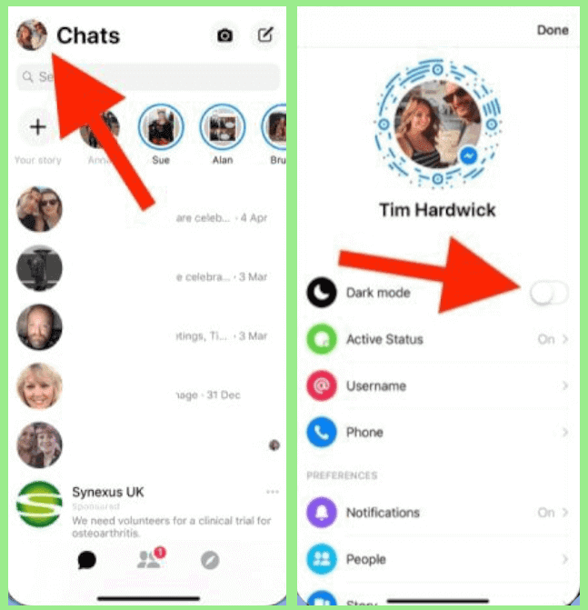 تشغيل الوضع المظلم Dark Mode في تطبيق الماسنجر Messenger تشغيل الوضع المظلم Dark Mode في تطبيق الماسنجر Messenger