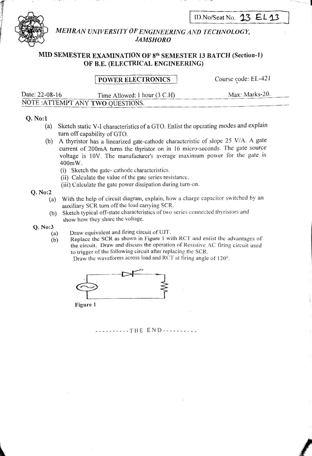 Power Electronics [Past Paper] [13 Electrical] MUET Past Papers