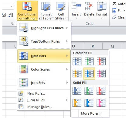 cara memberi warna dengan pilihan data bar