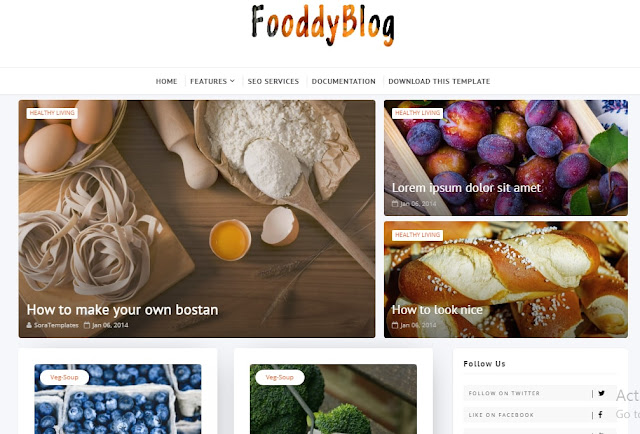 Fooddy Blog Blogger Template: Free Food Blogger Theme