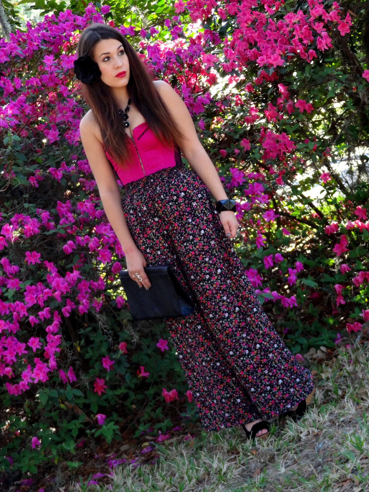 Retro Breezy Cotton Floral Print Palazzo Pants main image 0