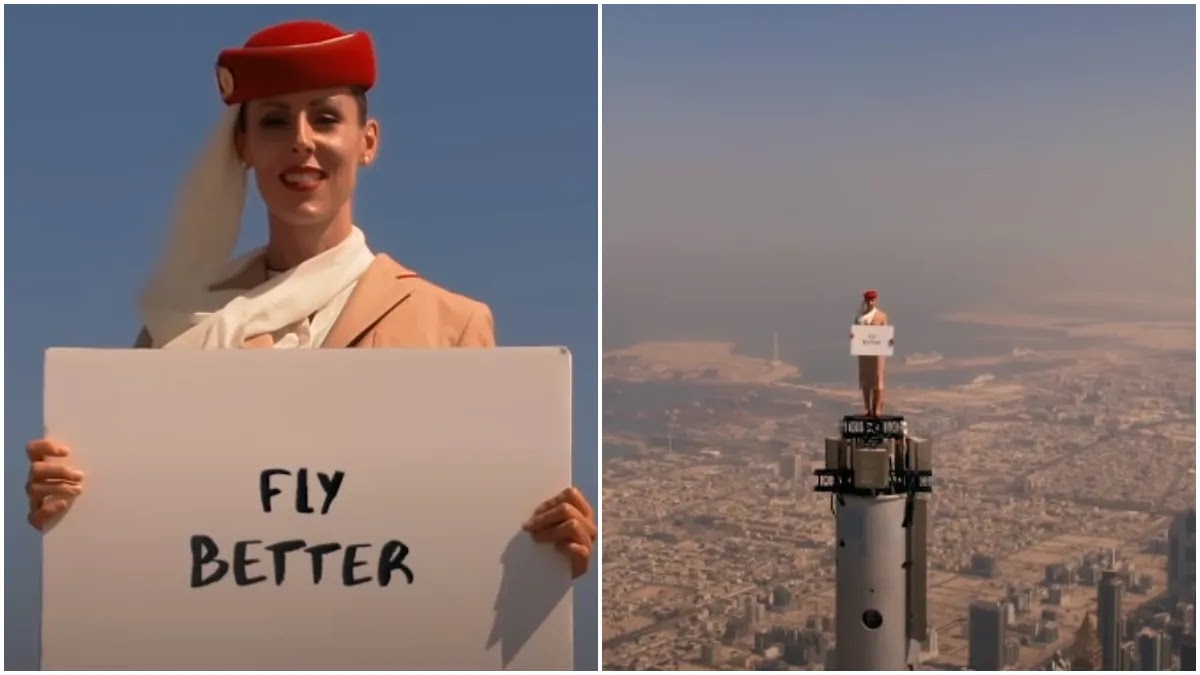 Реклама на бурдж халифа. Стюардесса Эмирейтс на Бурдж Халифа. Стюардесса на вершине Бурдж Халифа. Реклама на Бурж халифп. Стюардесса на Бурж Халифе.