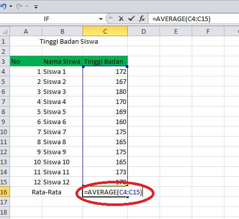 cara menghitung rata rata di excel 2010