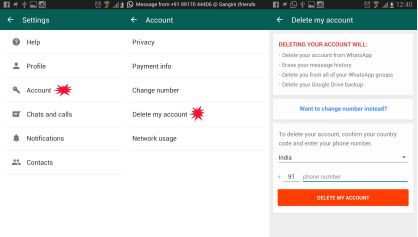 whatsapp ลบบัญชีของฉัน