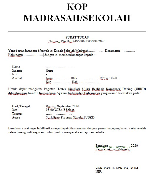 Surat Tugas Sosialisasi Ubkd Tahun 2020 2021 Home