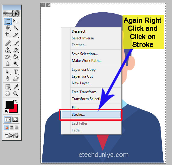 Right click and click on Stroke