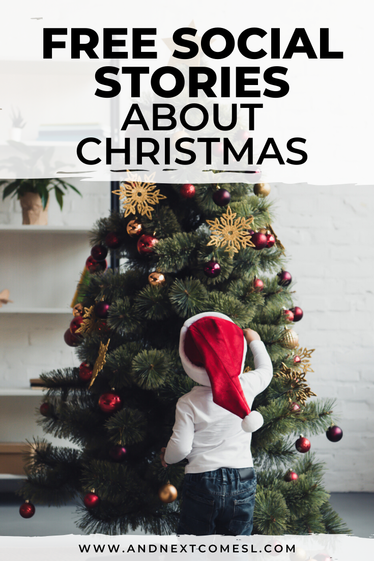 Free Christmas social stories for kids to learn about Santa, Christmas concerts, presents, and more!