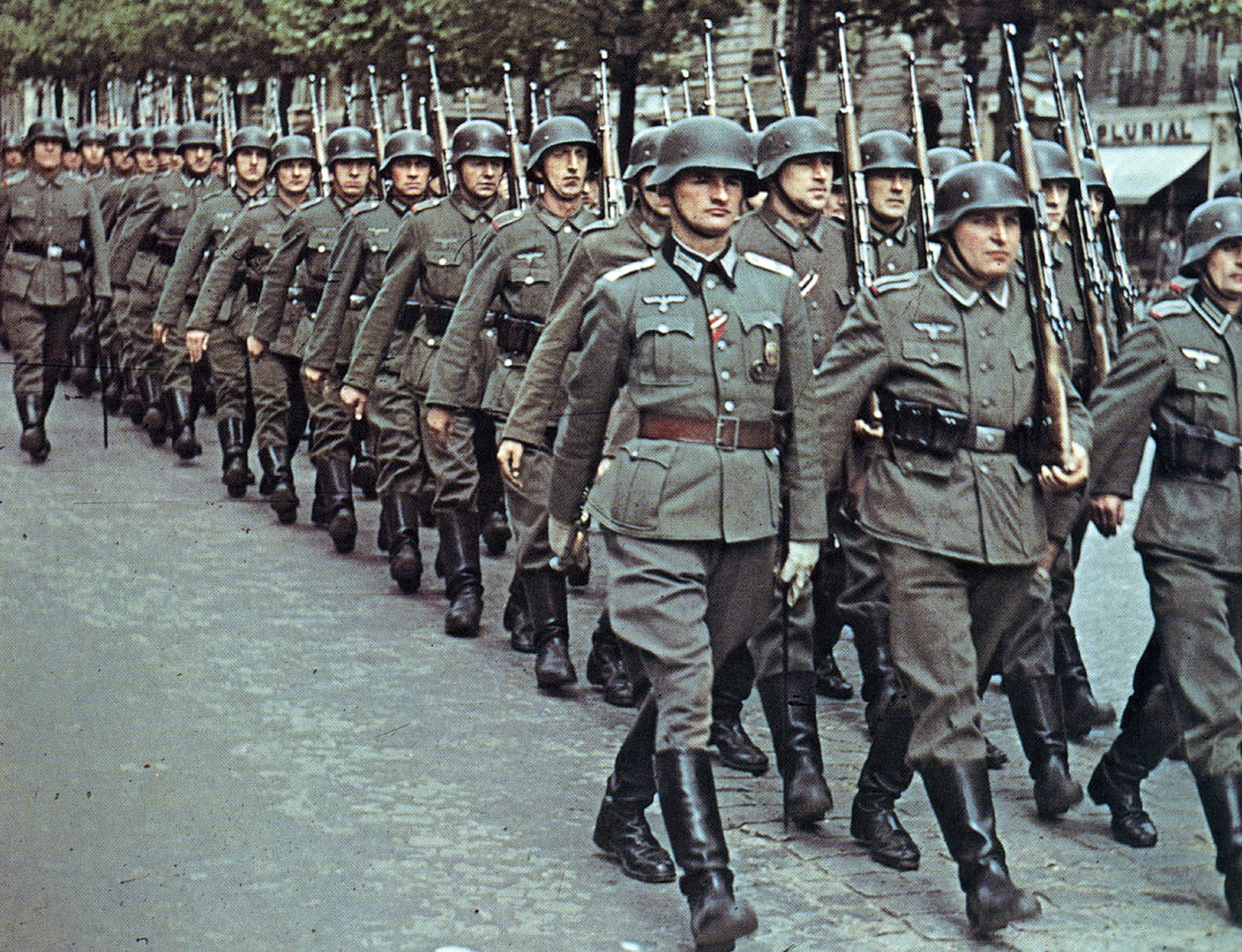 World War II Pictures In Details: A column of German Wehrmacht paraded