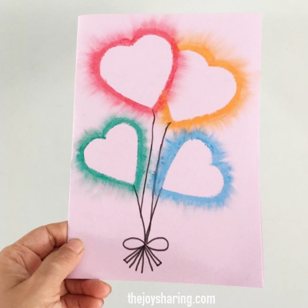 Easy Oil Pastel Drawing for Kids, Heart Balloon Drawing