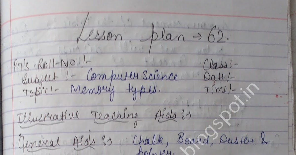 Lesson Plan For Computer Teachers on types of computer memory