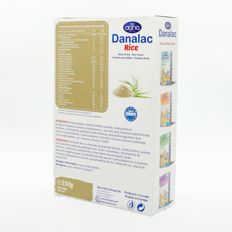 Bột Ngũ Cốc Ăn Dặm DANALAC Rice- Vị Gạo Nguyên Chất-Hộp 250g