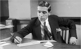 Ponzi signs a cheque for a delighted investor in his Boston office in the spring of 1920
