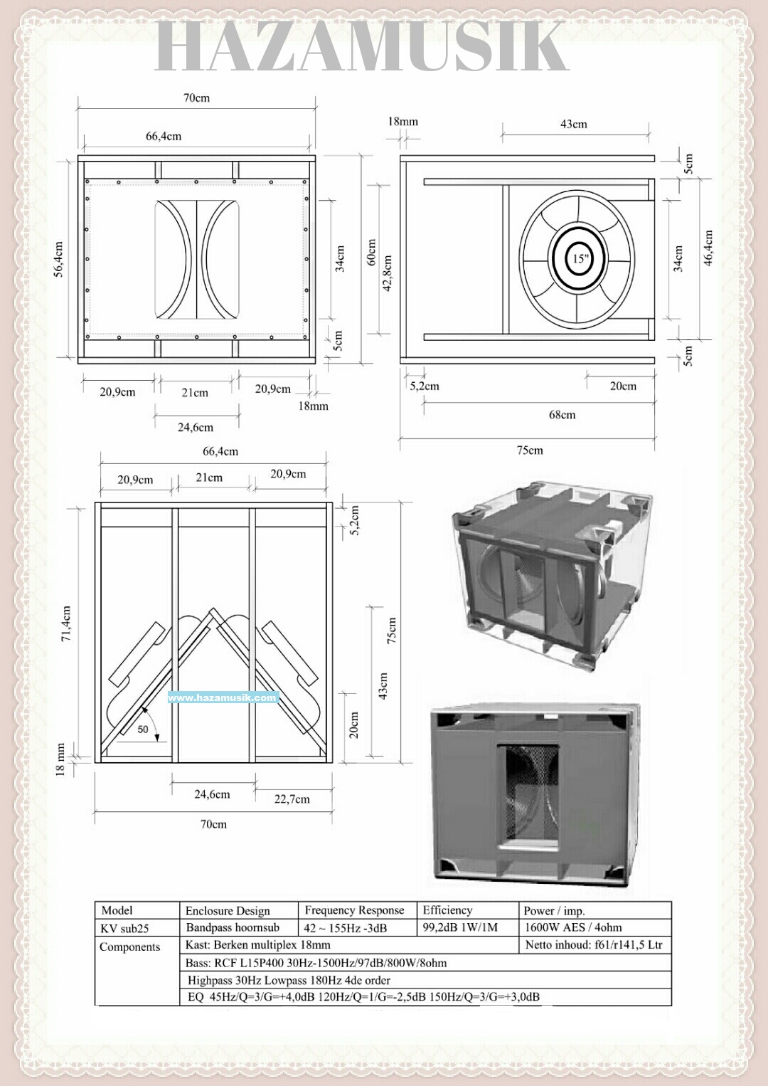 ukuran box speaker rcf 18 inch double