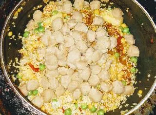 Soya beans chunks mixed with vegetables Dal khichdi mixture