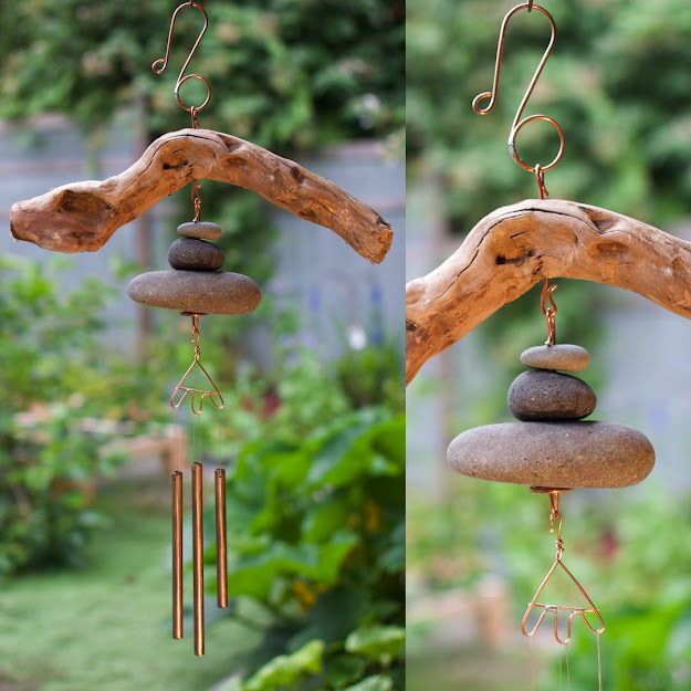 Driftwood and beach stone chime, by Coast Chimes