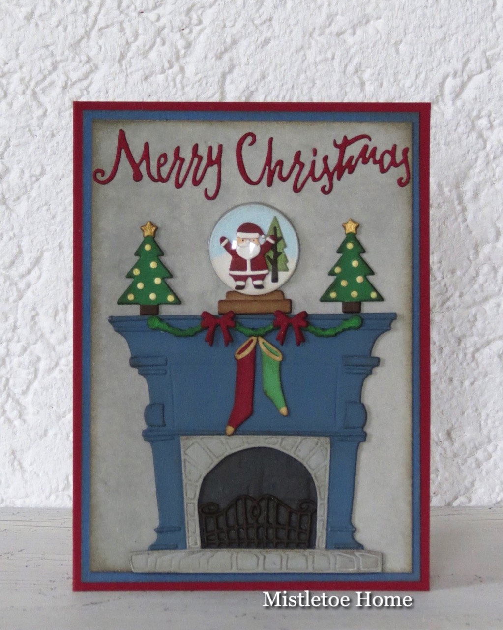 Mistletoe Home : Christmas card with fireplace