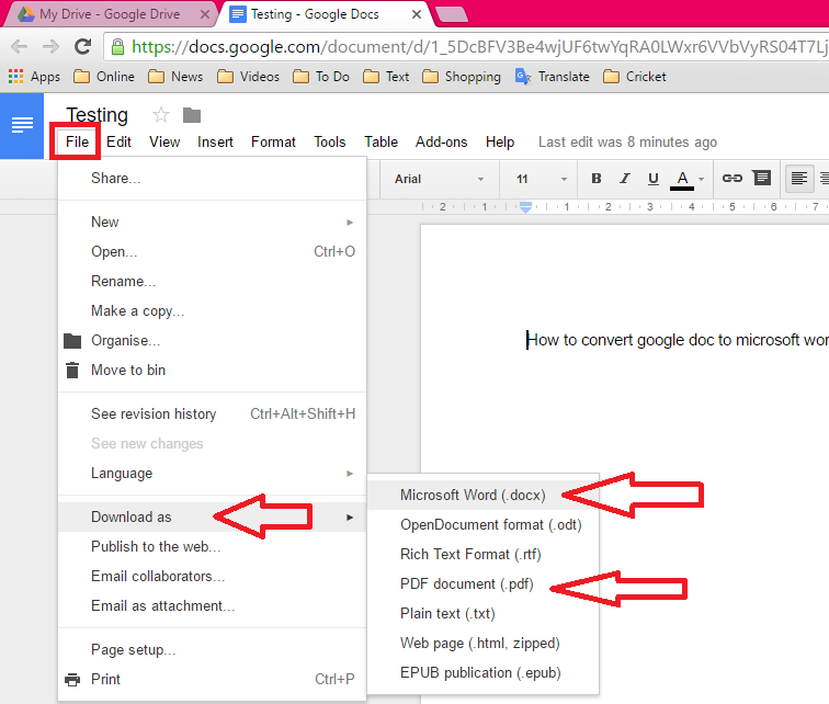 how to download google docs into a file