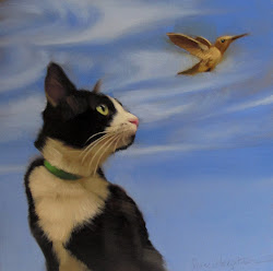 away fly cat diane hoeptner painting bird cats american paintings oil wood sold