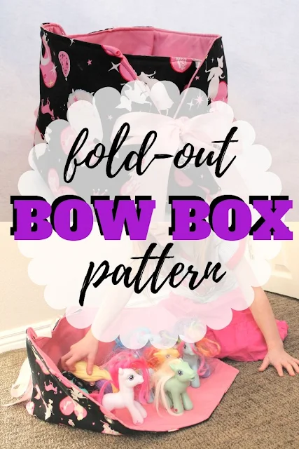 DIY fabric fold out storage bin and box for toys, books or crafts with free pdf pattern