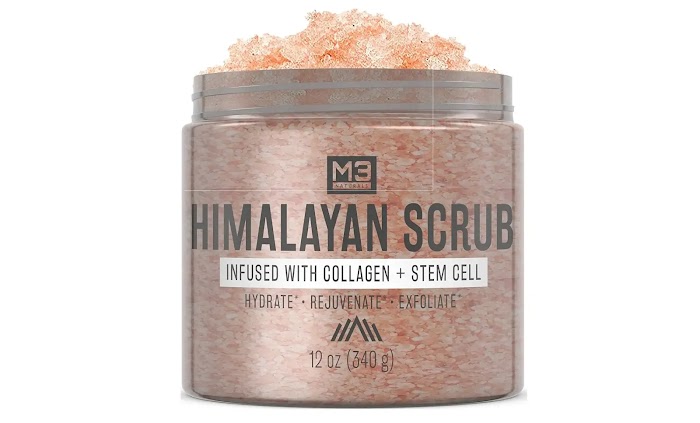 Himalayan salt scrub infused with collagen and stem cell