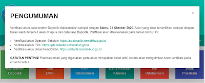 Waktu Verifikasi Akun Pada Sistem Dapodik Dilaksanakan Sampai Dengan Sabtu 31 Oktober 2020 Kampus Pendidikan