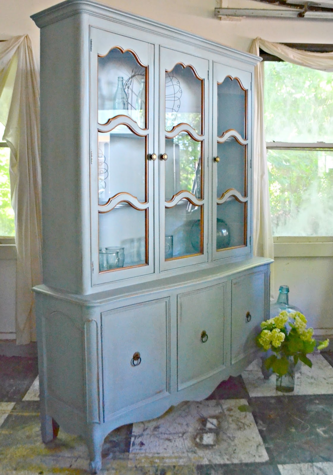 Heir and Space A French Provincial Hutch in Pale Blue