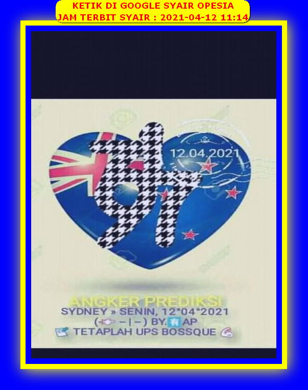 Syair Sdy Hari Ini Senin 12 April 2021 Opesia Official