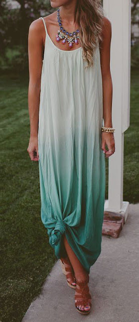 Summer look | Ombre maxi dress with statement necklace | Just a Pretty ...