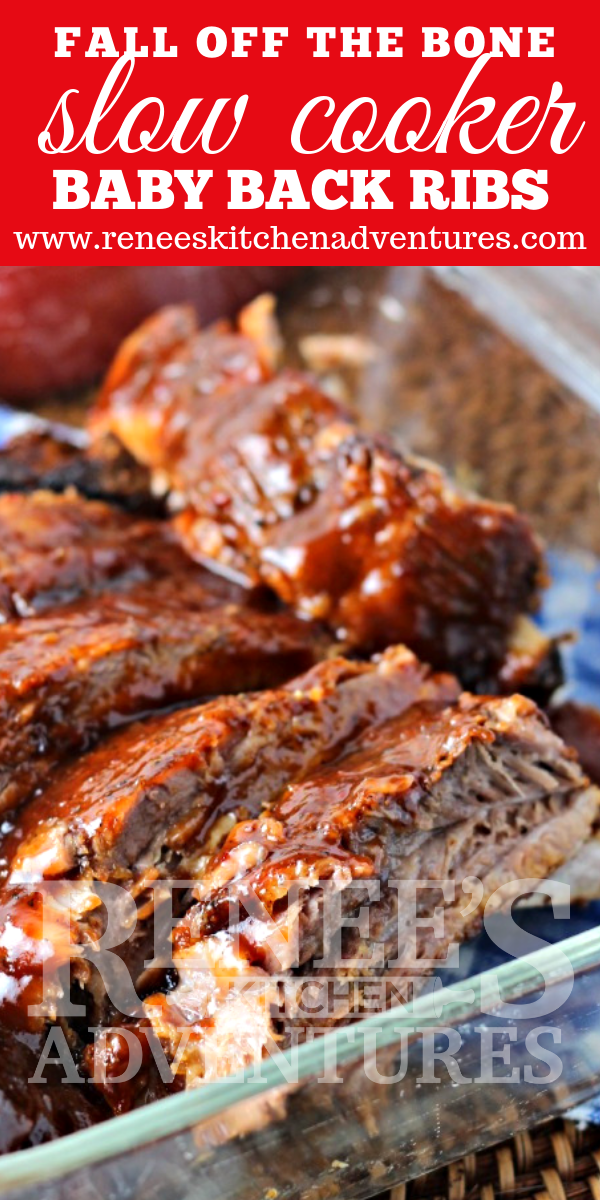 Fall-Off-The-Bone Slow Cooker Ribs  by Renee's Kitchen Adventures pin for Pinterest