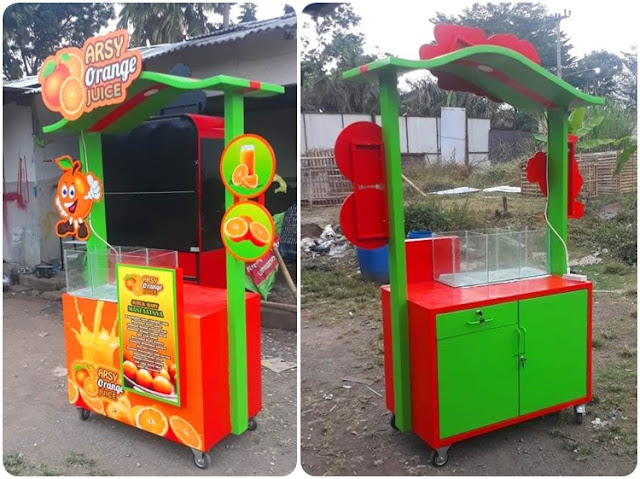Gerobak minuman unik Gerobak jus buah minimalis Jasa