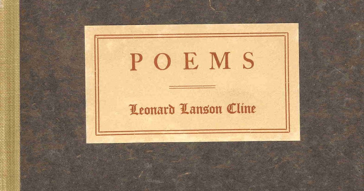 Leonard Cline Clines First Book Poems 1914