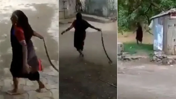 Video of elderly woman dragging cobra by tail and throwing it goes viral. Twitter calls her a badass, News, Video, Social Network, Twitter