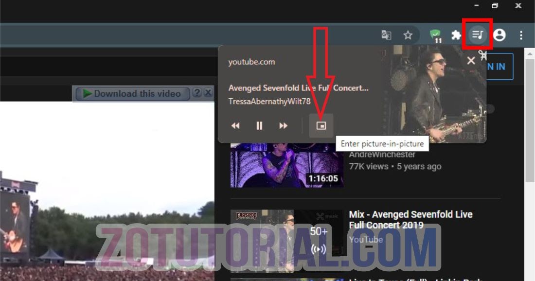 Cara PictureinPicture Video Youtube di Browser Chrome