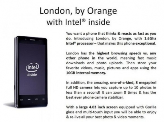 intel powered phone may be coming to orange uk