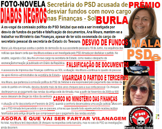 Maria Luís Albuquerque aceitou o pedido de demissão da sua assistente pessoal no dia 19 de Junho, na sequência das notícias que davam conta que a vigarista Ana Moura estava a ser investigada pelo PSD Almada por desfalcar o partido. Mas, entretanto, deu-lhe um novo cargo na secretaria de Estado, tal como revela o despacho de exoneração/nomeação já publicado em Diário da República.”  Sol, 18 de Julho de 2012 