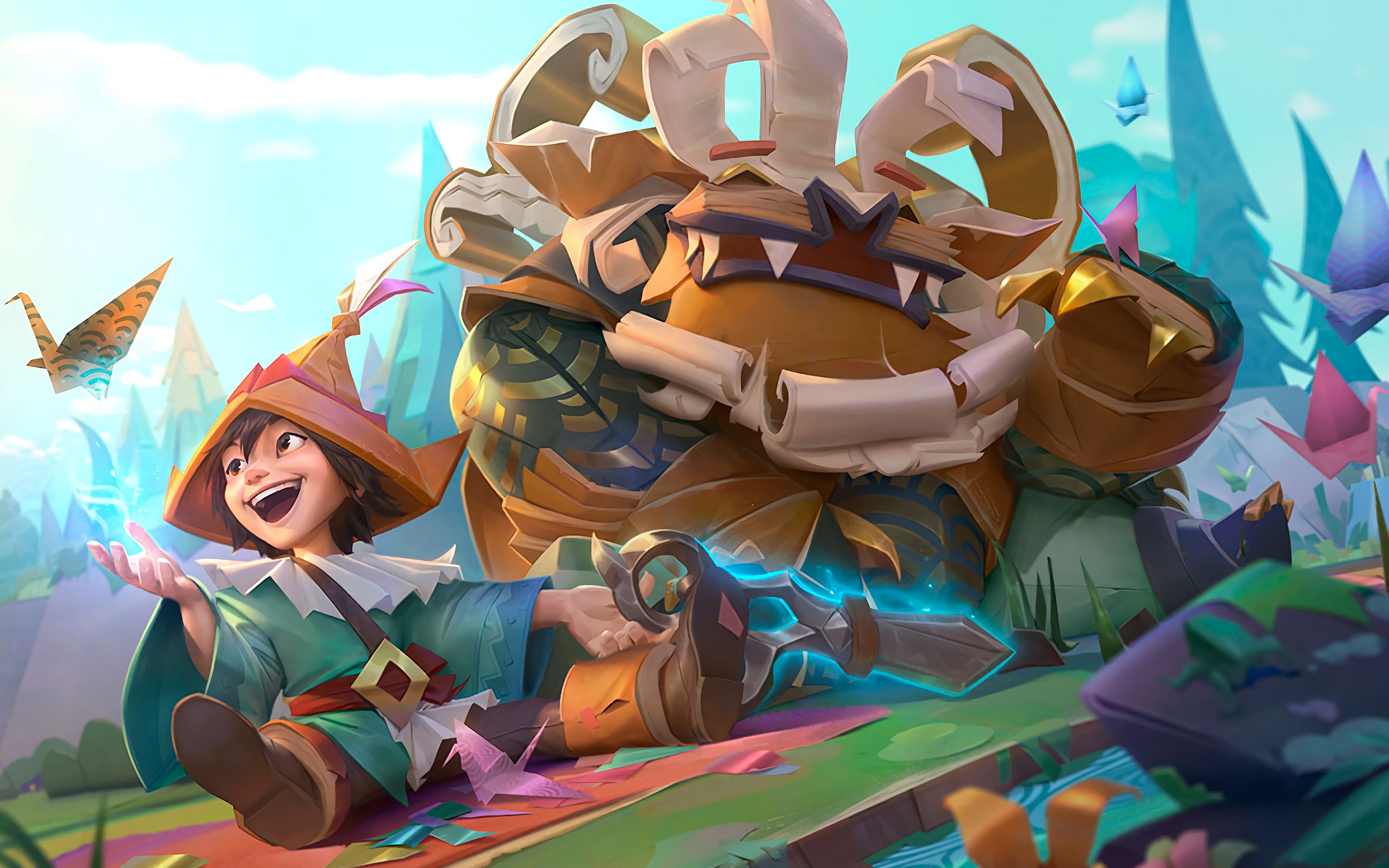 Papercraft Nunu Splash Art LoL 4K hình nền # 23