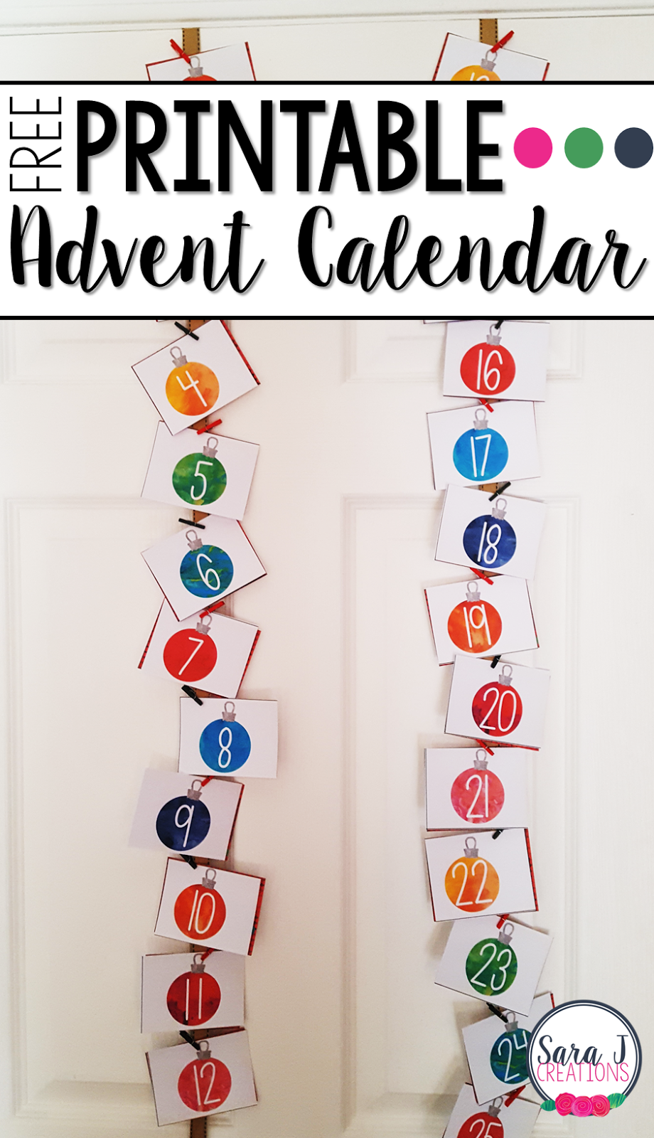 Free DIY printable Advent Calendar for counting down to Christmas as a family