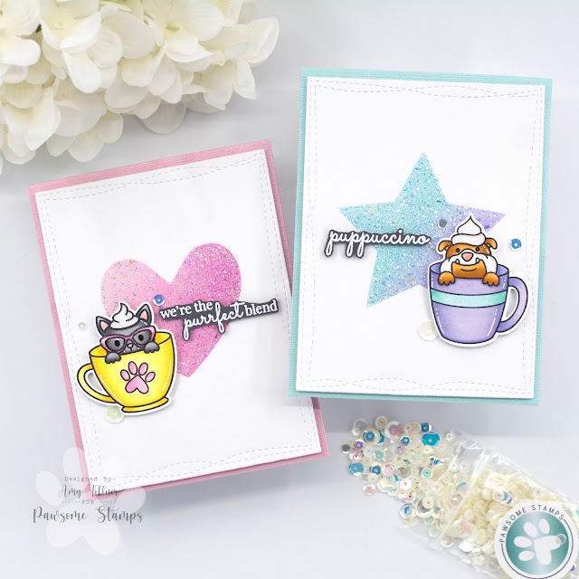Coffee Besties Stamp and Die Set, Dreamy Days Sequin Mix by Pawsome Stamps #pawsomestamps #handmade