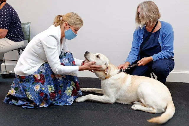 Countess of Wessex wore a vesper floral print crepe midi skirt from Erdem. Princess Alexandra handed over the Patronage of Guide Dogs