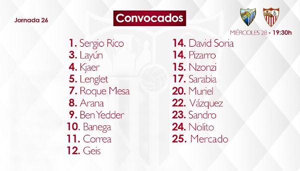 Sevilla, Sandro en la lista ante el Málaga