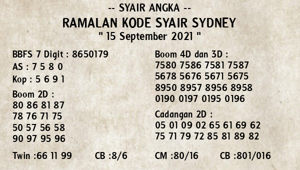 syair sydney rabu