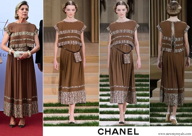 Princess Caroline in Chanel brown dress