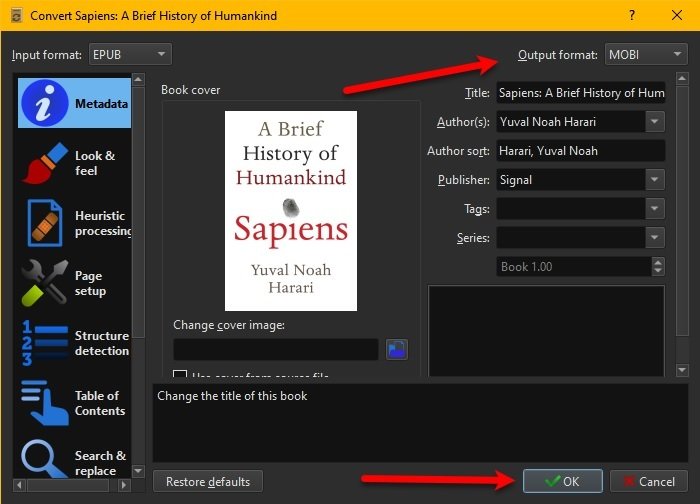 Comment convertir un PDF en MOBI sur Windows 10