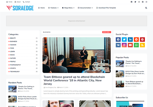 SoraEdge Responsive Blogger Template