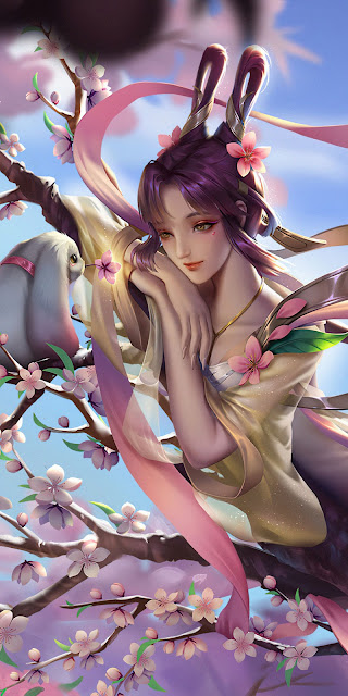 HD Wallpaper Fantasy Girl Cherry Blossom Tree