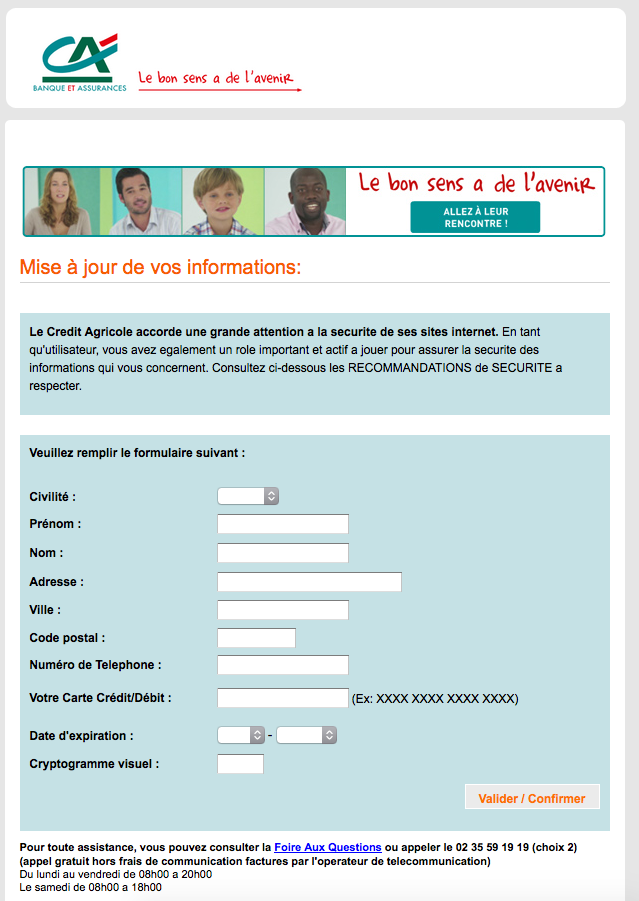 Scam 18 06 2016 Mise A Jour Important Phishing Credit